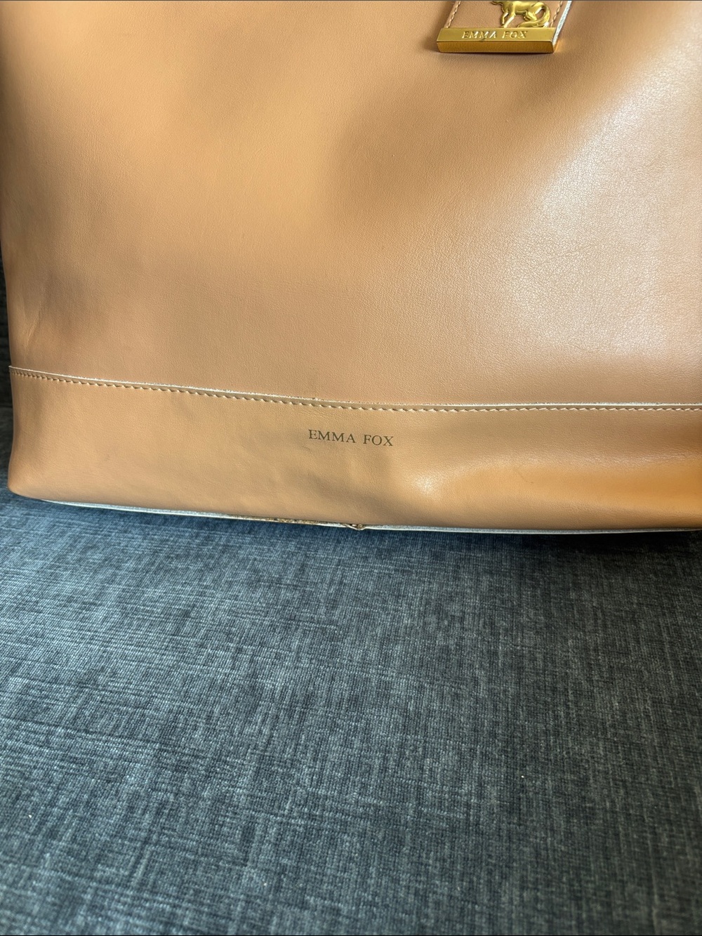 Emma Fox Tan Leather Tote with Luggage Tag - Picture 3 of 8